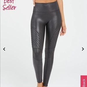 Spanx Faux Leather Moto Leggings, black